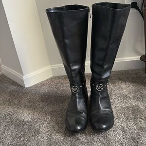 Michael Kors Heather Black Leather Tall
